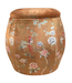 Velvet Storage Ottoman Round Pouffe Brown Taupe Birds Handmade D43xH43cm