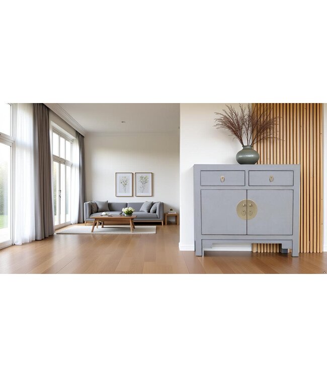 Armoire Chinoise Gris Pastel - Orientique Collection L90xP40xH80cm