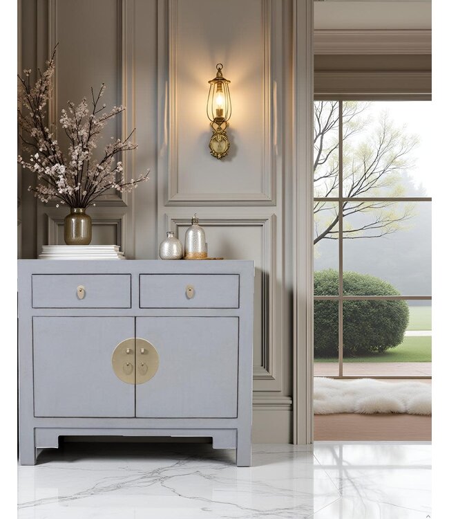 Armoire Chinoise Gris Pastel - Orientique Collection L90xP40xH80cm