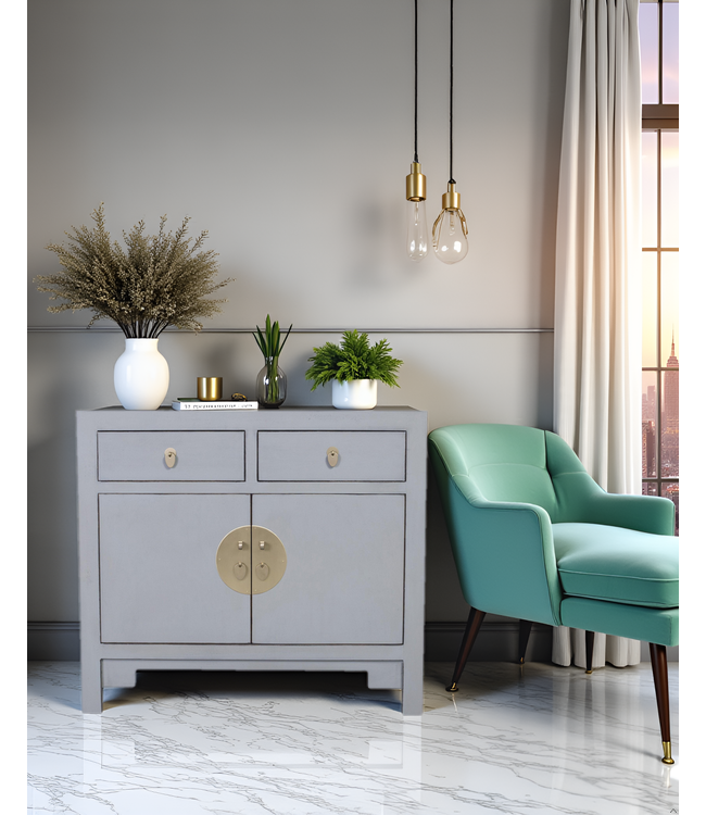 Chinese Kast Pastel Grijs - Orientique Collectie B90xD40xH80cm