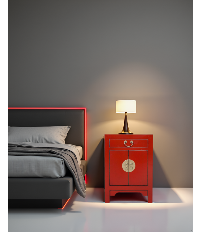 Mesita De Noche China Lucky Rojo - Orientique Colección An42xP35xAl60cm