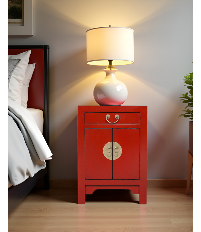 Chinese Bedside Table Lucky Red - Orientique Collection W42xD35xH60cm