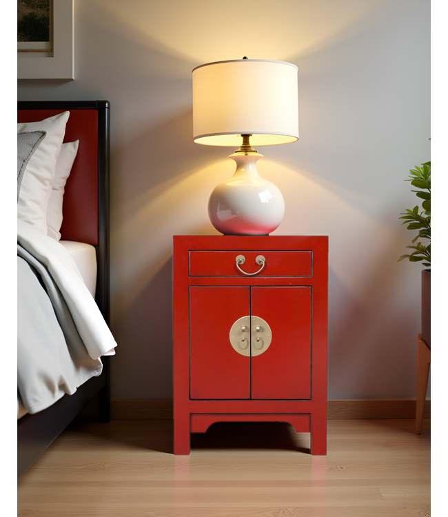 Comodino Cinese Lucky Rosso - Orientique Collezione L42xP35xA60cm