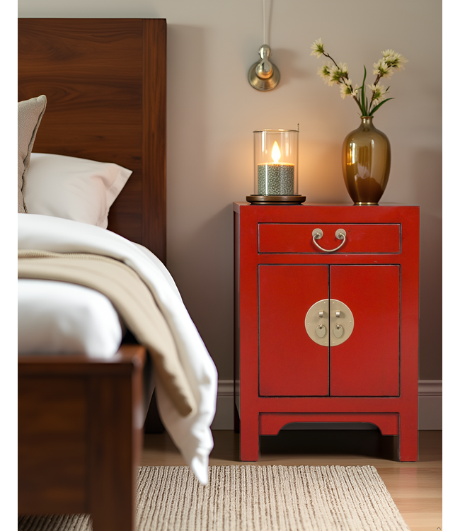Comodino Cinese Lucky Rosso - Orientique Collezione L42xP35xA60cm