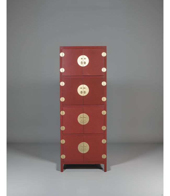 Chinese Cabinet Ruby Red W67xD45xH180cm - Orientique Collection