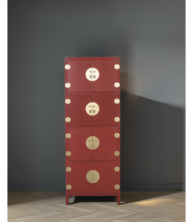 Armoire Chinoise Rouge Rubis L67xP45xH180cm - Orientique Collection