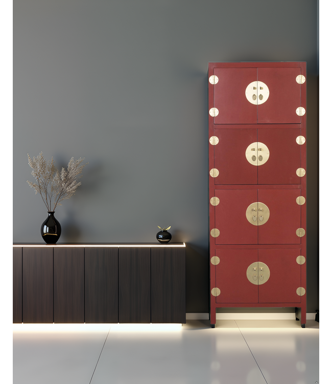 Armario Chino Rojo Rubí - Orientique Colección Anch.67 x Prof.45 x Alt.180 cm