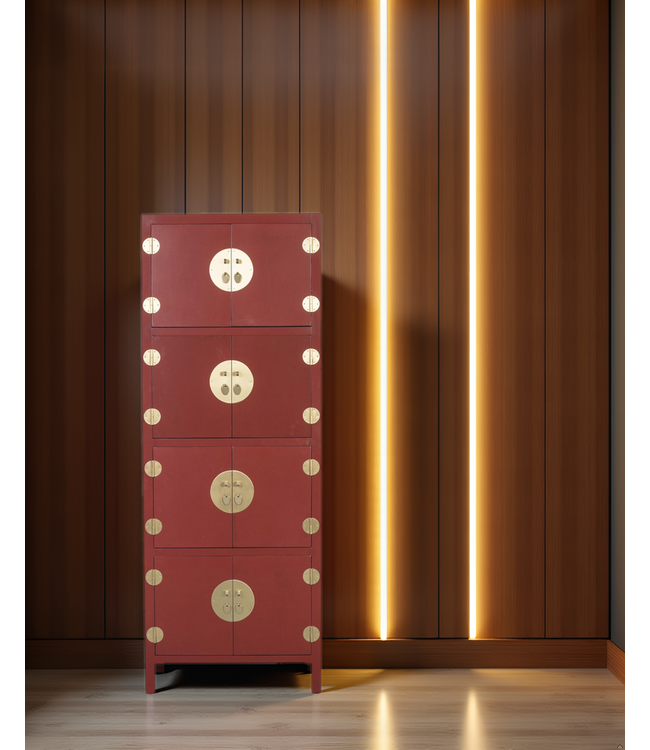 Armadio Cinese Rosso Rubino L67xP45xA180cm - Orientique Collection
