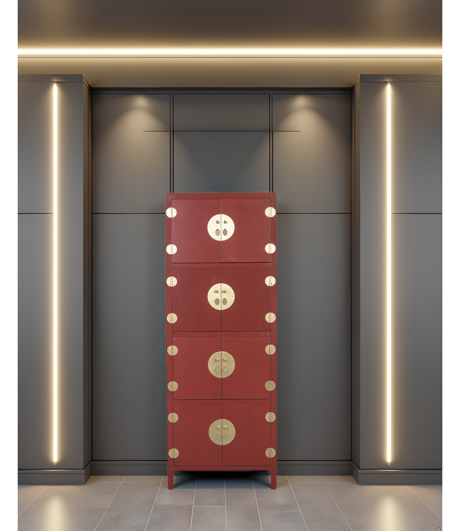 Chinese Cabinet Ruby Red W67xD45xH180cm - Orientique Collection