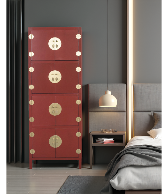 Armario Chino Rojo Rubí - Orientique Colección Anch.67 x Prof.45 x Alt.180 cm