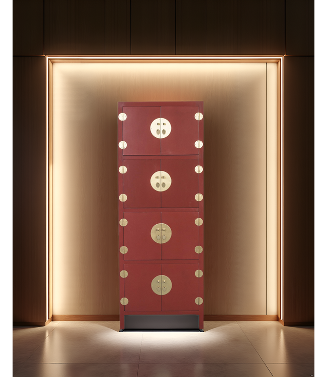 Chinese Cabinet Ruby Red W67xD45xH180cm - Orientique Collection