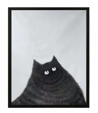 Fine Asianliving Pintura Al Óleo Cuadro Pintado a Mano Marco Negro 80x100cm Gato Negro