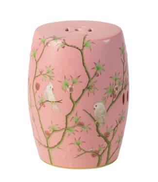 Fine Asianliving Keramische Kruk Roze Papegaai Handgemaakt - Feya D30xH45cm