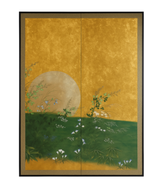 Fine Asianliving Biombo de hojas doradas hecho a mano Moonlight Dawn An100xAlt139cm