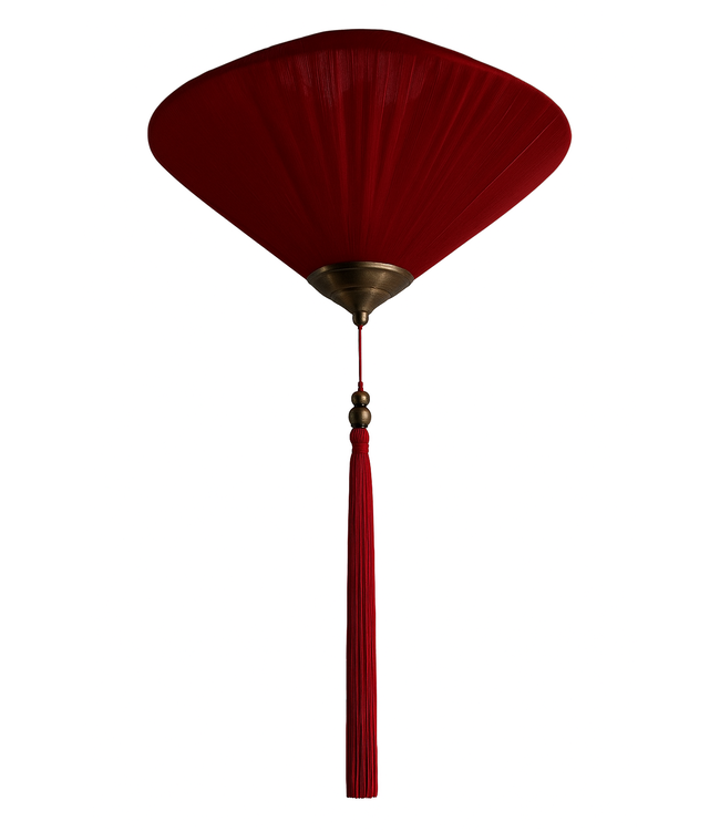 Lampe Chinoise Rouge Bordeaux Soie D50xH30cm