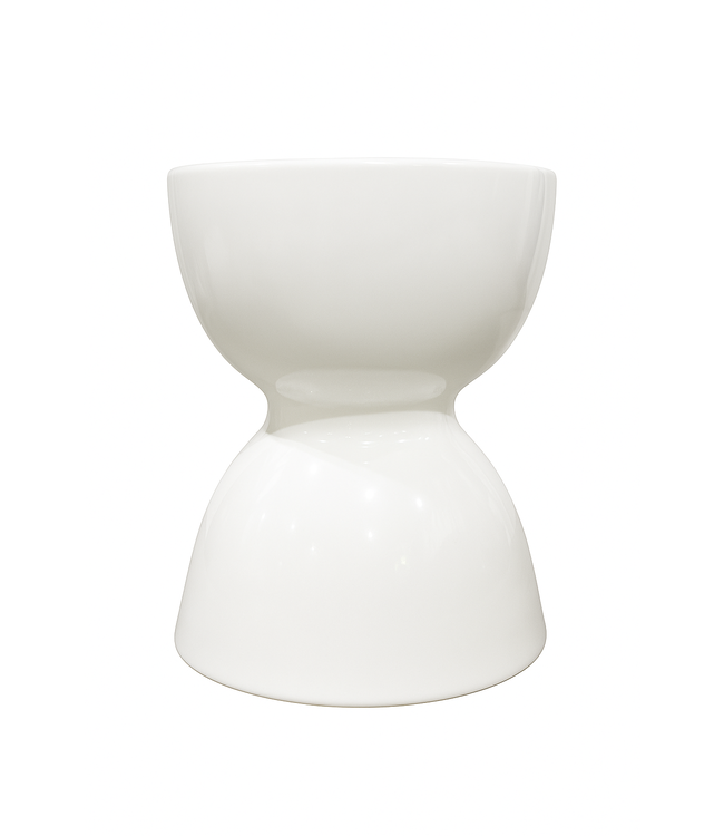 Keramik Hocker Weiß Handgefertigt - Naida D33xH46cm