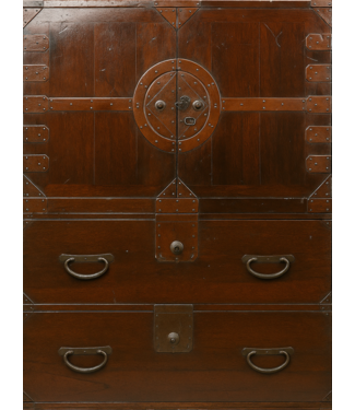 Fine Asianliving Antiker Japanischer Schrank Isho-tansu Dunkelbraun