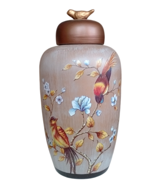Fine Asianliving Chinese Ginger Jar Porcelain Mint Birds Handmade D19xH36cm