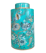Chinese Ginger Jar Porcelain Turquoise with Gold Accent Flowers Handmade D17xH33cm