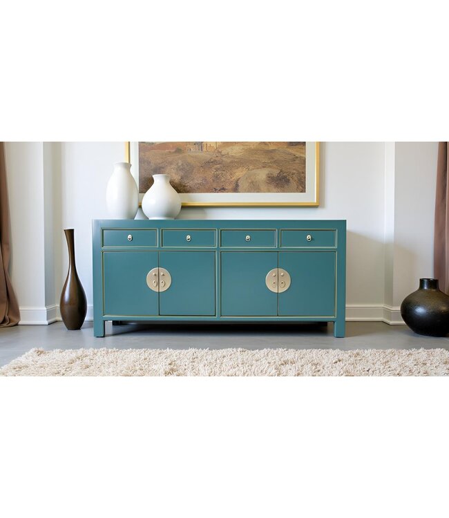 Chinesisches Sideboard Petrol Blau B180xT40xH85cm