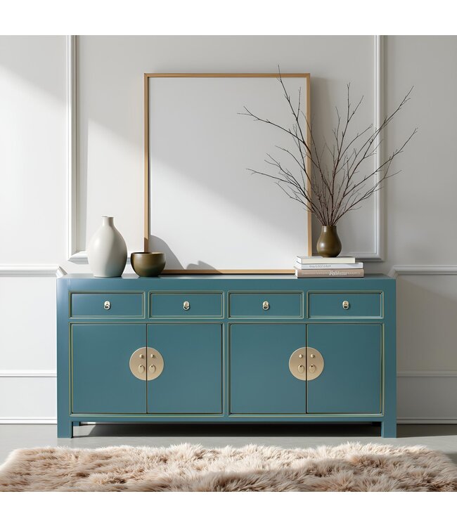 Chinesisches Sideboard Petrol Blau B180xT40xH85cm