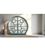 Chinese Bookcase Round Open Cabinet Teal W192xH176cm