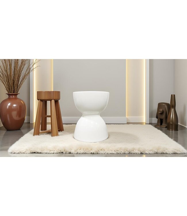 Keramik Hocker Weiß Handgefertigt - Naida D33xH46cm