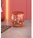 Velvet Storage Ottoman Round Pouffe Red Birds Handmade D43xH43cm