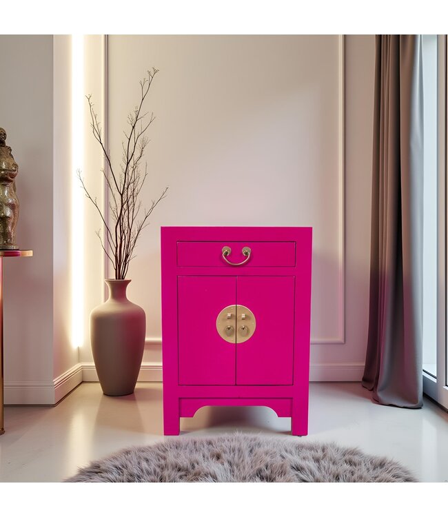 Table de Chevet Chinoise Fuchsia Royale - Orientique Collection L42xP35xH60cm