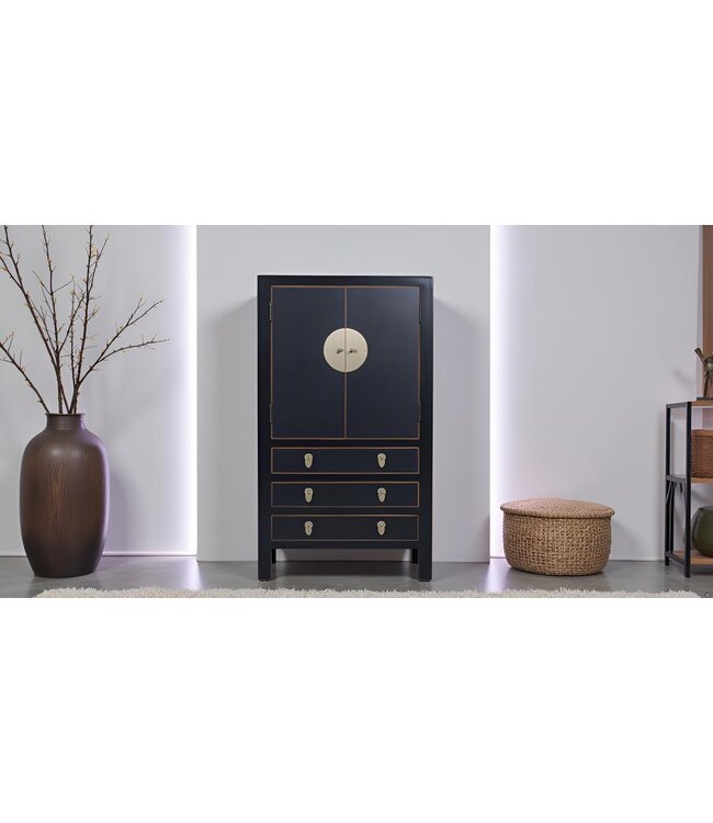 Armoire Chinoise Onyx Noir L63xP38xH110cm