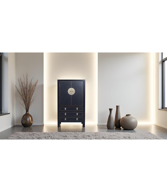 Armoire Chinoise Onyx Noir L63xP38xH110cm