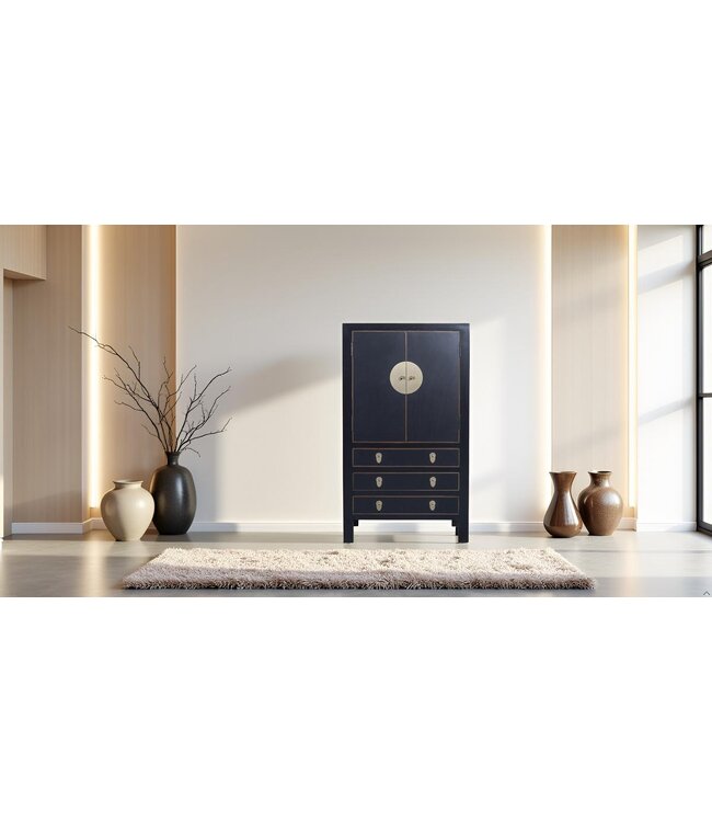 Armoire Chinoise Onyx Noir L63xP38xH110cm