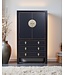 Chinesischer Schrank Onyx Schwarz B63xT38xH110cm