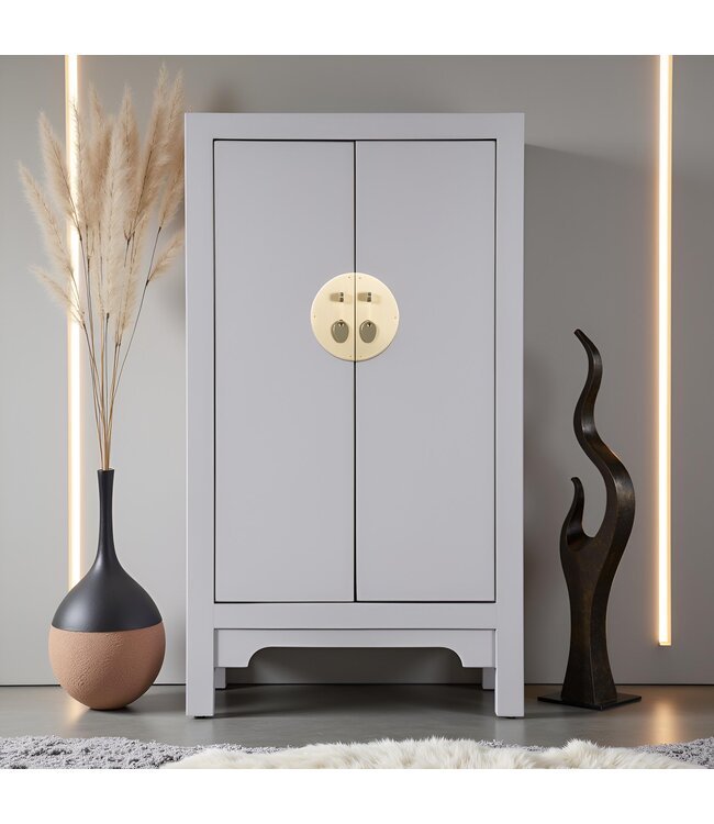 Armoire Chinoise Gris Pastel - Orientique Collection L70xP40xH120cm