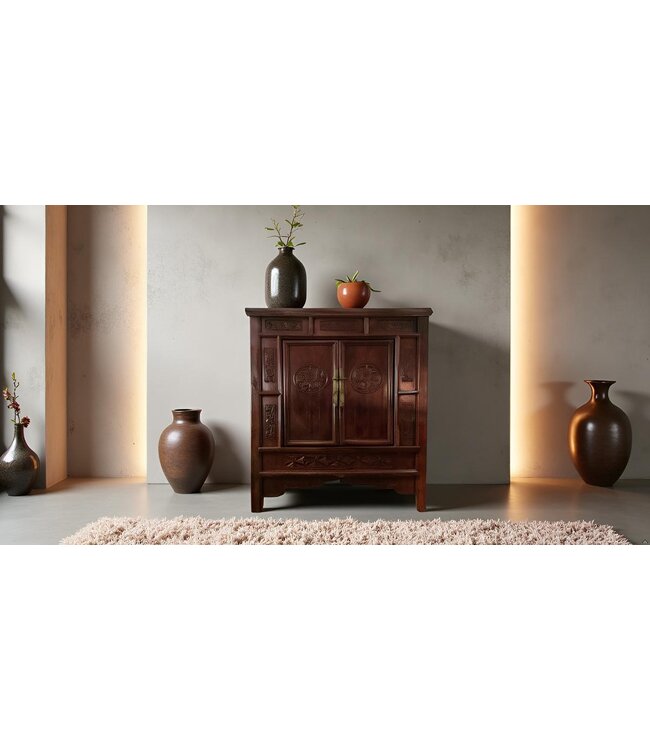 Armadio Antico Cinese Intagliato a Mano L98xP69xA117cm