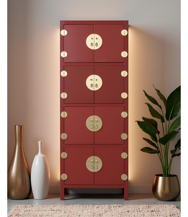 Armario Chino Rojo Rubí - Orientique Colección Anch.67 x Prof.45 x Alt.180 cm