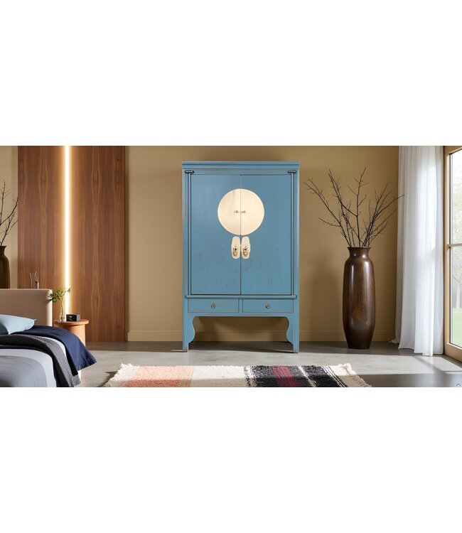 Armadio Nuziale Cinese Grigio Blu Artico - Orientique Collezione L100xP55xA175cm