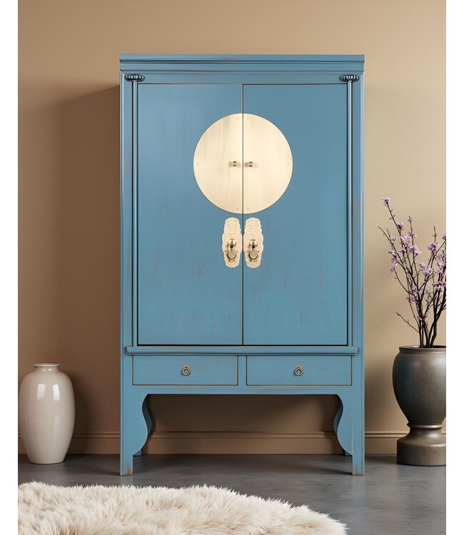 Chinese Wedding Cabinet Arctic Blue Grey - Orientique Collection W100xD55xH175cm
