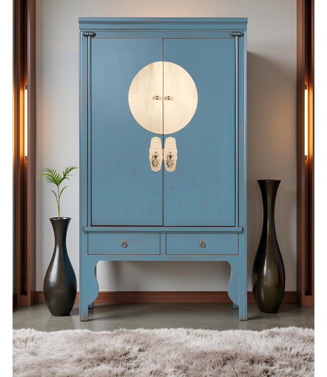 Armadio Nuziale Cinese Grigio Blu Artico - Orientique Collezione L100xP55xA175cm
