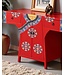 Chinesischer Kimono Schrank Handbemalt Rot  B120xT35xH87cm