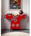 Mobile Kimono Cinese Dipinto A Mano Rosso L120xP35xA87cm
