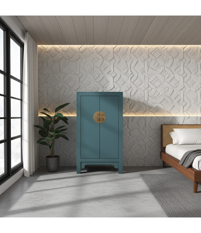 Armoire Chinoise Arctic Bleue Gris - Orientique Collection L70xP40xH120cm
