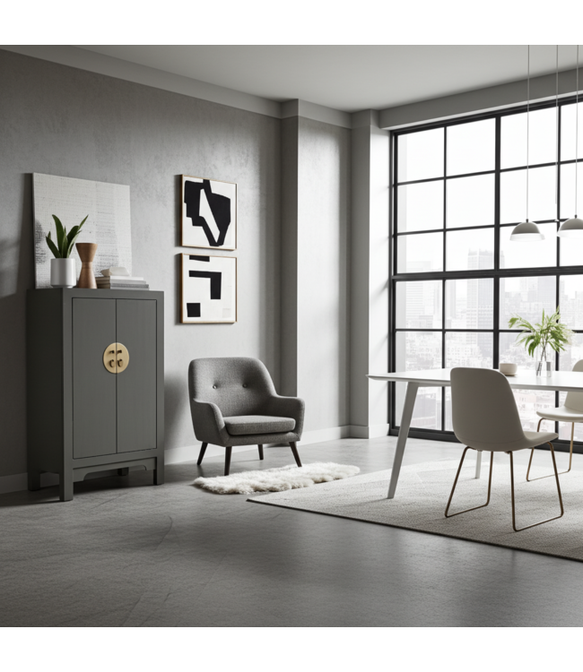 Chinese Kast Olive Grijs - Orientique Collectie B70xD40xH120cm