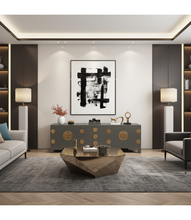 Mueble TV Chino Gris Oliva - Orientique Colección An175xP47xAl54cm