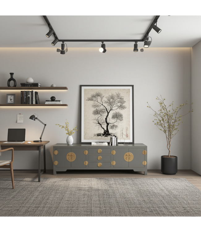 Chinese TV Cabinet Olive Grey - Orientique Collection W175xD47xH54cm