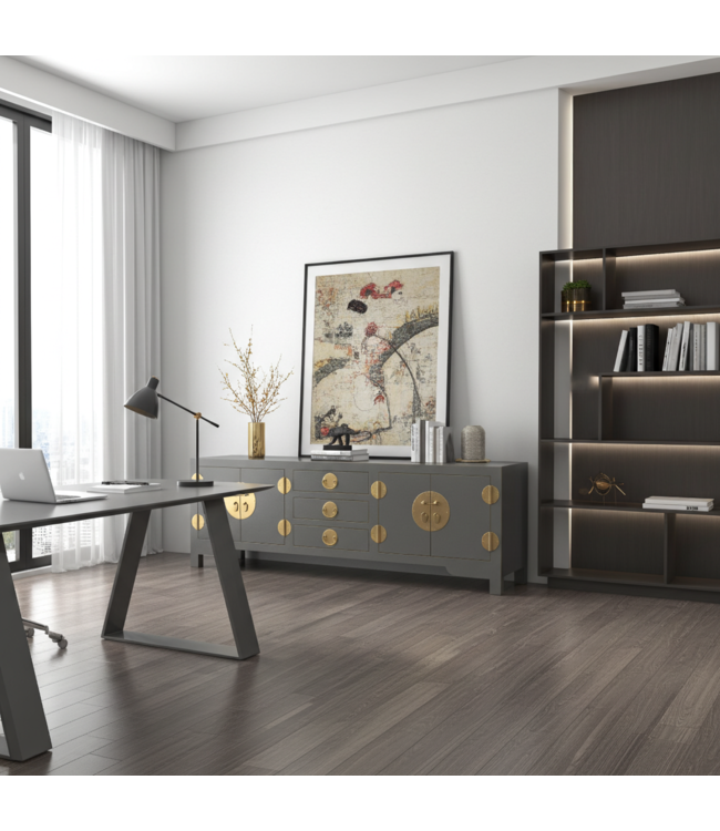 Chinese TV Kast Olijf Grijs - Orientique Collectie B175xD47xH54cm