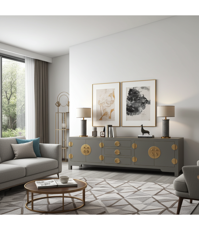 Chinese TV Cabinet Olive Grey - Orientique Collection W175xD47xH54cm