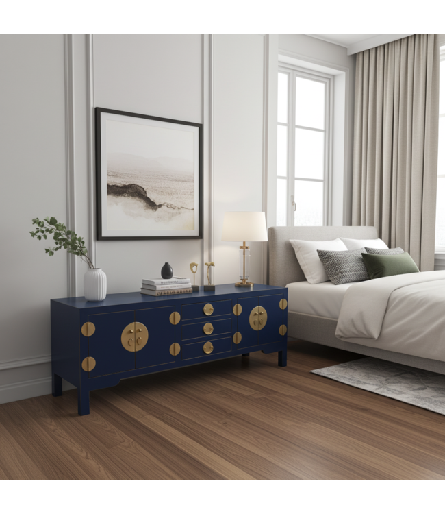 Chinese TV Kast Midnight Blauw - Orientique Collectie B175xD47xH54cm