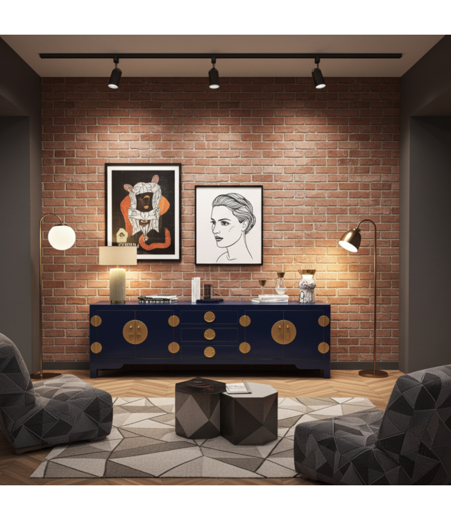 Chinesisches TV Lowboard Nachtblau - Orientique Kollektion B175xT47xH54cm