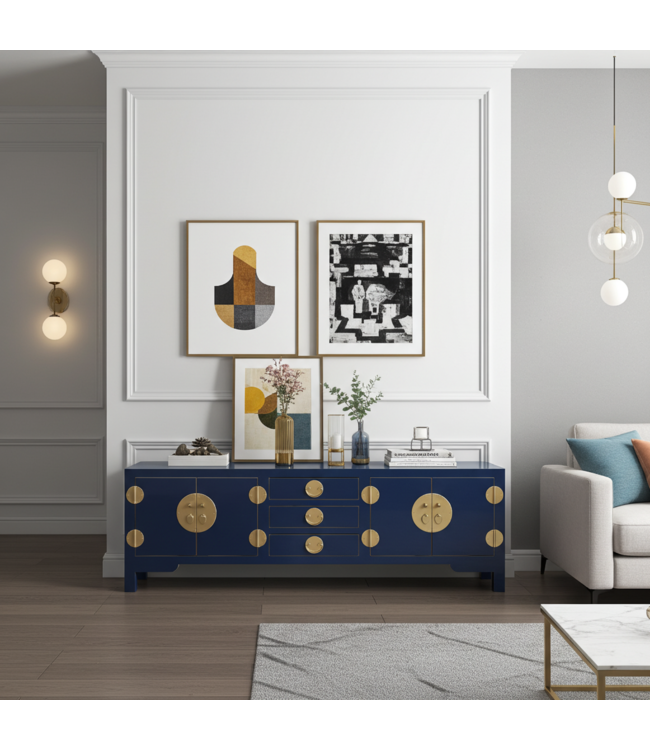 Chinese TV Kast Midnight Blauw - Orientique Collectie B175xD47xH54cm